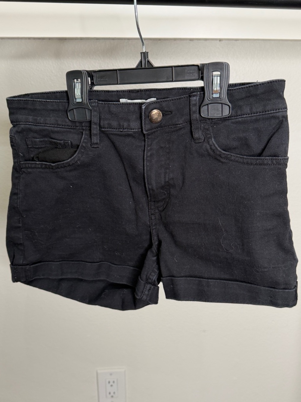 H&M Black Women's Denim Cuffed Shorts